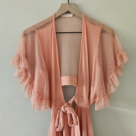 Spell x Coachella Peach High Low Grace Cutout Tulle Midi Dress - Picture 5 of 15